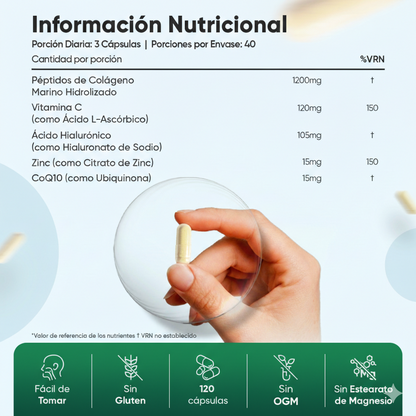 Colágeno hidrolizado con ácido hialurónico y vitamina C